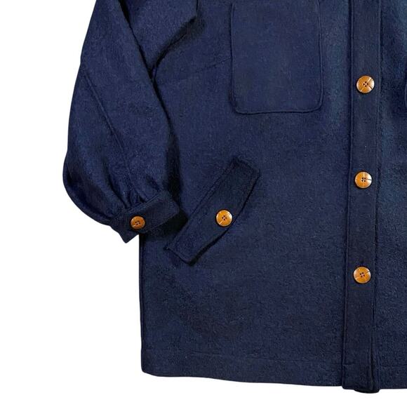 Nova Fides x H&M Italian Wool Navy Blue Barn Jacket - 12 - Picture 3 of 5